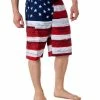 Mens Clothing US Apparel Men's American Flag Inspired Board Shorts Denim