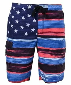 Mens Clothing US Apparel Men's American Flag Inspired Board Shorts Denim