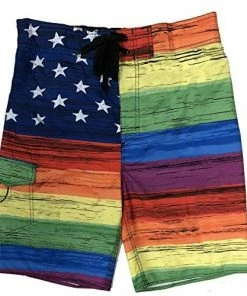 Mens Clothing US Apparel Men's American Flag Inspired Board Shorts Denim