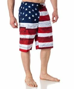 Mens Clothing US Apparel Men's American Flag Inspired Board Shorts Denim