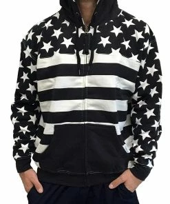 Women Clothing US Vintage Unisex Proud American Flag Zip Up Hoodie Sweatshirt USW3543
