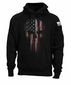 Fantastic Tees USA American Flag Skull Military Patriotic Men's Sweatshirt Hoodie