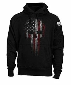 Fantastic Tees USA American Flag Skull Military Patriotic Men's Sweatshirt Hoodie