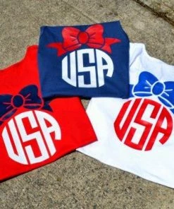 Embellishboutiquellc USA Bow Comfort Colors Tank - Memorial Day - Labor Day - Independence Day - July 4th