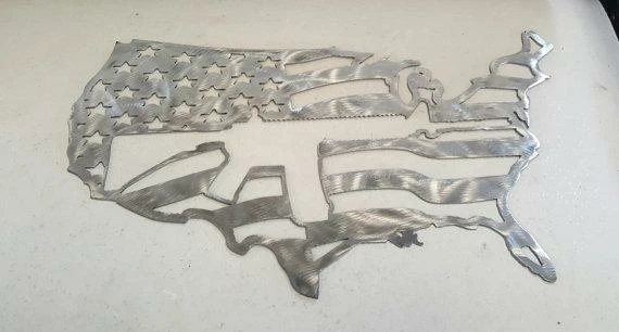 AdvancedMetalArt American Flag USA Map / Flag With AR15 Cut Out Of It. Metal Art. Aluminum 4 AdvancedMetalArt American Flag USA Map / Flag With AR15 Cut Out Of It. Metal Art. Aluminum