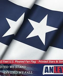 Patriotic Theme Party Supplies USA Pleated Fan Flag, ANLEY 1.5x3 Ft American US Bunting Flag Patriotic Stars & Stripes - Sharp Color And Fade Resistant - Canvas Header And Brass Grommets - United States 1.5 X 3 Feet Half Fan Banner