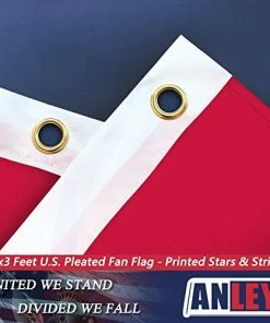Patriotic Theme Party Supplies USA Pleated Fan Flag, ANLEY 1.5x3 Ft American US Bunting Flag Patriotic Stars & Stripes - Sharp Color And Fade Resistant - Canvas Header And Brass Grommets - United States 1.5 X 3 Feet Half Fan Banner