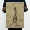 Seasonstorm Stationery Store Wall Decor & Art USA Statue Of Liberty Drawing Wall Sticker Kraft Retro Poster Painting Core Map DIY Home Garage Art Decoration Vintage Prints