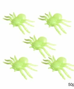 International Home Garden Store Useful 50pcs 2*1.4cm Plastic Black Spider Halloween Decoration Festival Supplies Funny Prank Toys Decoration Realistic Prop Halloween Decorations
