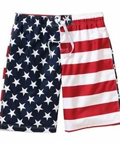 Onlineamericanstore Mens Clothing UZZI Men's Faded Patriotic Glory USA American Flag Swim Trunks