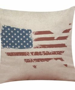 Onlineamericanstore Vintage American Flag Pillow Cases Cotton Linen Sofa Cushion Cover Home Decor