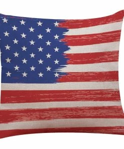 Onlineamericanstore Vintage American Flag Pillow Cases Cotton Linen Sofa Cushion Cover Home Decor