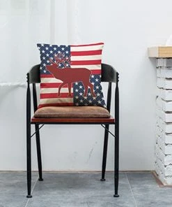 Onlineamericanstore Vintage American Flag Pillow Cases Cotton Linen Sofa Cushion Cover Home Decor Accessories