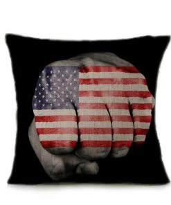 Onlineamericanstore Vintage American Flag Pillow Cases Cotton Linen Sofa Cushion Cover Home Decor
