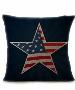Onlineamericanstore Vintage American Flag Pillow Cases Cotton Linen Sofa Cushion Cover Home Decor