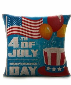 Onlineamericanstore Vintage American Flag Pillow Cases Cotton Linen Sofa Cushion Cover Home Decor