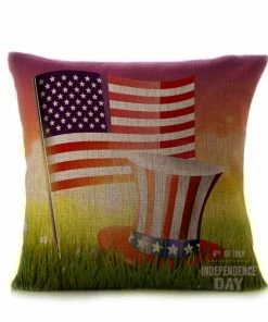 Onlineamericanstore Vintage American Flag Pillow Cases Cotton Linen Sofa Cushion Cover Home Decor Accessories