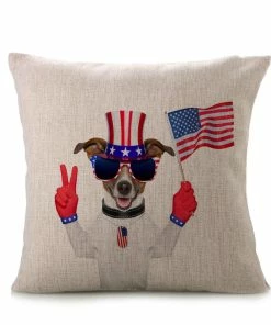 Onlineamericanstore Vintage American Flag Pillow Cases Cotton Linen Sofa Cushion Cover Home Decor Accessories