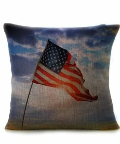 Onlineamericanstore Vintage American Flag Pillow Cases Cotton Linen Sofa Cushion Cover Home Decor Accessories