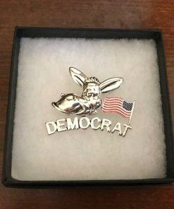 The American Store Accessories Vintage Patriotic Democrat Donkey Pin/Pendant. Democratic Party Donkey Pin With American Flag. Patriotic Jewelry. Political Jewelry.