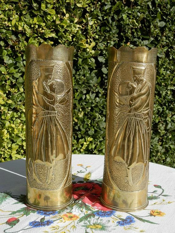 The American Store American Vintage Collection Vintage WW1 American Trench Art Shell Cases. Militaria World War 1. Antique Brass Artillery Shell Case Vases. Sweet Hearts. Remington Gun. 4 The American Store American Vintage Collection Vintage WW1 American Trench Art Shell Cases. Militaria World War 1. Antique Brass Artillery Shell Case Vases. Sweet Hearts. Remington Gun.