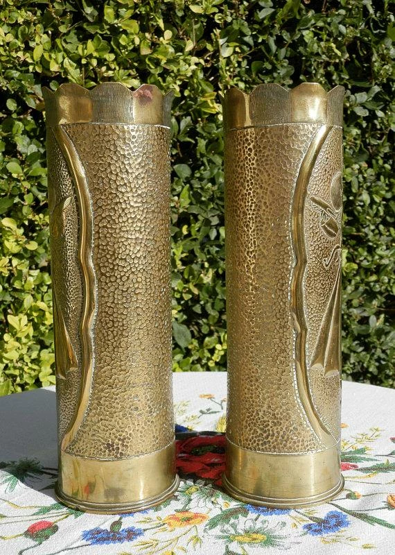 The American Store American Vintage Collection Vintage WW1 American Trench Art Shell Cases. Militaria World War 1. Antique Brass Artillery Shell Case Vases. Sweet Hearts. Remington Gun. 6 The American Store American Vintage Collection Vintage WW1 American Trench Art Shell Cases. Militaria World War 1. Antique Brass Artillery Shell Case Vases. Sweet Hearts. Remington Gun.