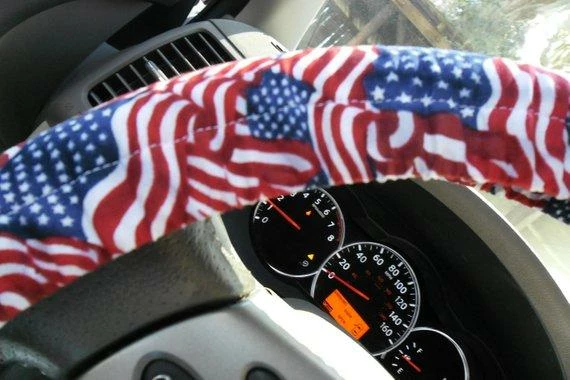 AJDenimWorks Wavy American Flag Steering Wheel Cover, Red, White, And Blue Wheel Cover Accessories 5 AJDenimWorks Wavy American Flag Steering Wheel Cover, Red, White, And Blue Wheel Cover Accessories