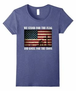 Military Veteran Patriotic American Flag Shirt We Stand For The Flag And Kneel For The Cross T Shirt