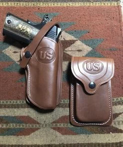 The American Store Military Clothing & Accessories Western Leather Holster & Magazine Pouch Fits Colt 45 Model 1911 Springfield Ruger Remington RIA Citadel Kimber