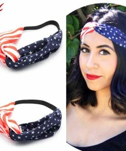Onlineamericanstore Women American Flag Sporting Sweatband Stretch Headband Hair Band Hairbands Bandana Headwrap Girls Hair Accessories
