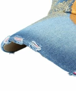 Onlineamericanstore Accessories Women Men Baseball Cap Hand Painted Denim Rhinestone Baseball Cap Adjustable Bone Masculino Snapback Hip Hop Flat Hat