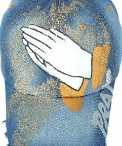 Onlineamericanstore Accessories Women Men Baseball Cap Hand Painted Denim Rhinestone Baseball Cap Adjustable Bone Masculino Snapback Hip Hop Flat Hat