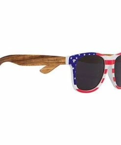 WOODIES Zebra Wood Sunglasses With American Flag Frame
