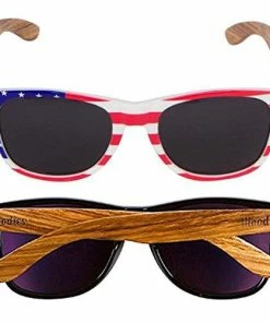 WOODIES Zebra Wood Sunglasses With American Flag Frame
