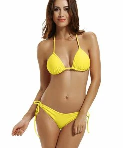 Women Clothing Zeraca Women's Tie Side Bottom Triangle Bikini Swimsuits