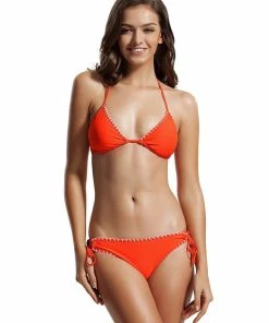 Women Clothing Zeraca Women's Tie Side Bottom Triangle Bikini Swimsuits