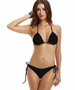 Women Clothing Zeraca Women's Tie Side Bottom Triangle Bikini Swimsuits