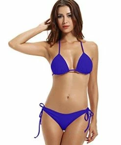 Women Clothing Zeraca Women's Tie Side Bottom Triangle Bikini Swimsuits