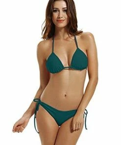 Women Clothing Zeraca Women's Tie Side Bottom Triangle Bikini Swimsuits