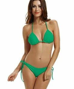 Women Clothing Zeraca Women's Tie Side Bottom Triangle Bikini Swimsuits