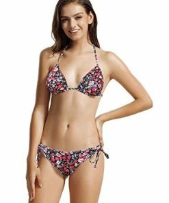 Women Clothing Zeraca Women's Tie Side Bottom Triangle Bikini Swimsuits