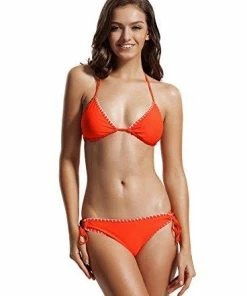 Women Clothing Zeraca Women's Tie Side Bottom Triangle Bikini Swimsuits