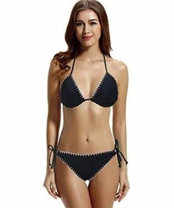 Women Clothing Zeraca Women's Tie Side Bottom Triangle Bikini Swimsuits