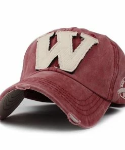 FLB Official Store Baseball Caps [FLB] Cotton Embroidery Letter W Baseball Cap Snapback Caps Bone Casquette Hat Distressed Wearing Fitted Hat For Men Custom Hats