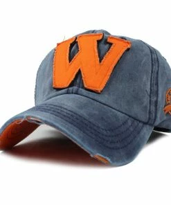 FLB Official Store Baseball Caps [FLB] Cotton Embroidery Letter W Baseball Cap Snapback Caps Bone Casquette Hat Distressed Wearing Fitted Hat For Men Custom Hats