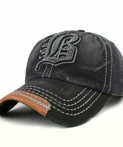 FLB Official Store Baseball Caps [FLB] Cotton Embroidery Letter W Baseball Cap Snapback Caps Bone Casquette Hat Distressed Wearing Fitted Hat For Men Custom Hats