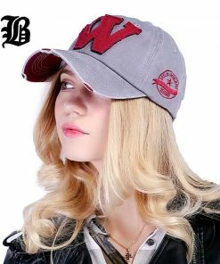 FLB Official Store Baseball Caps [FLB] Cotton Embroidery Letter W Baseball Cap Snapback Caps Bone Casquette Hat Distressed Wearing Fitted Hat For Men Custom Hats