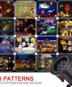 GERUITE Lighting Online Store 16 Patterns Christmas Laser Snowflake Projector Outdoor LED Waterproof Disco Lights Home Garden Star Light Indoor Decoration Laser Christmas Lights