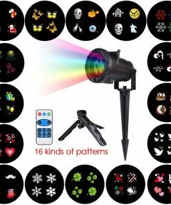 GERUITE Lighting Online Store 16 Patterns Christmas Laser Snowflake Projector Outdoor LED Waterproof Disco Lights Home Garden Star Light Indoor Decoration Laser Christmas Lights