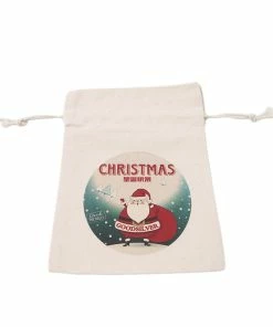 The American Store 1PC 2017 New Year Christmas Candy Bag Santa Claus Drawstring Canvas Sack Tableware Rustic Vintage Stockings Gift Bag GI899499